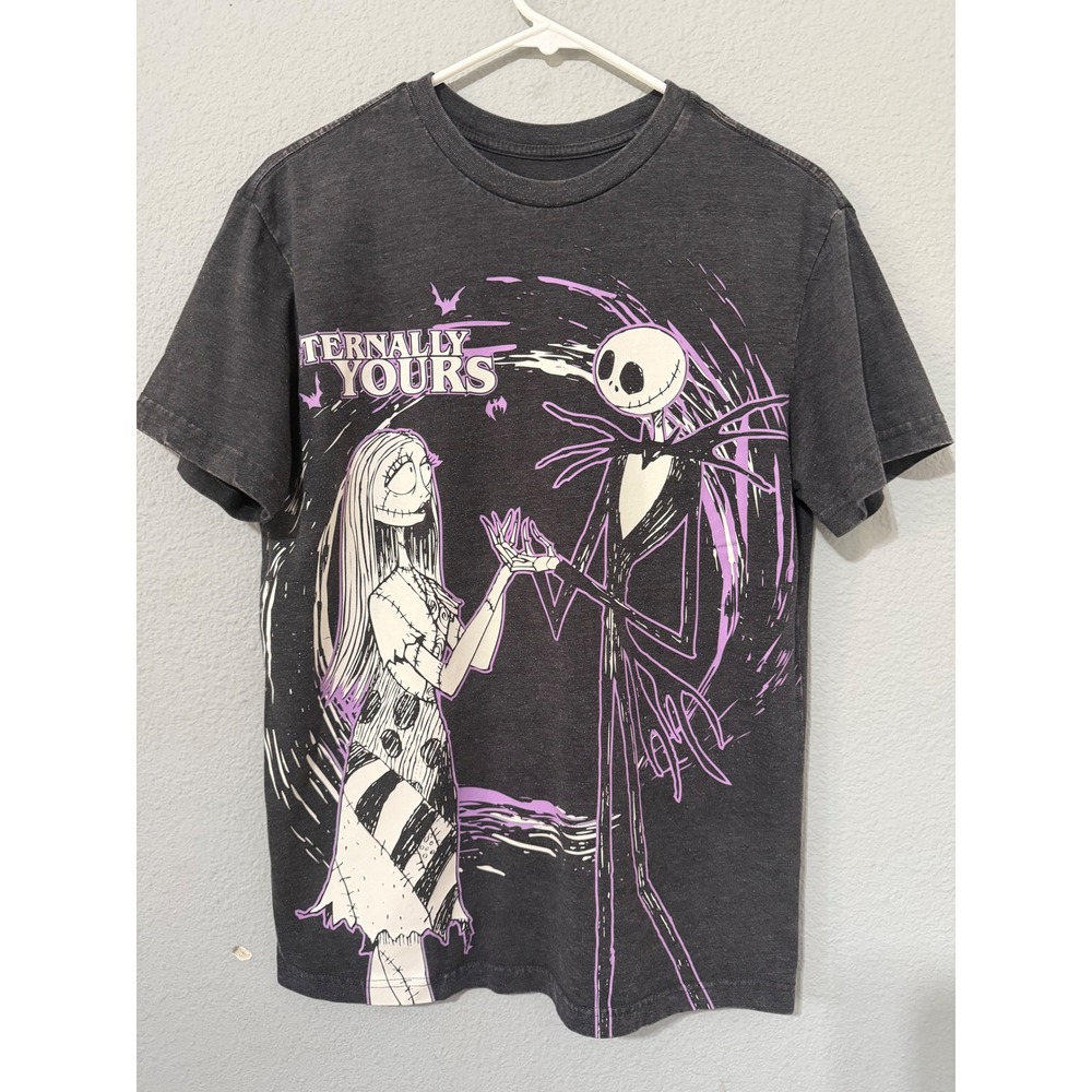 Disney Nightmare Before Christmas Jack Sally Eternally Yours Gray Tee Mens S